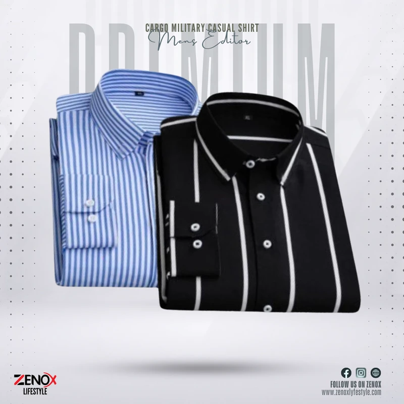 Premium Quality Luxurious check Shirt 2pcs Combo (BLACK+SKY)