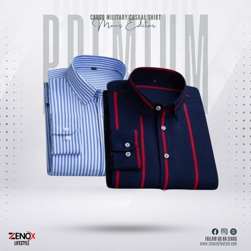 Premium Quality Luxurious check Shirt 2pcs Combo (SKY+NAVY BLUE)