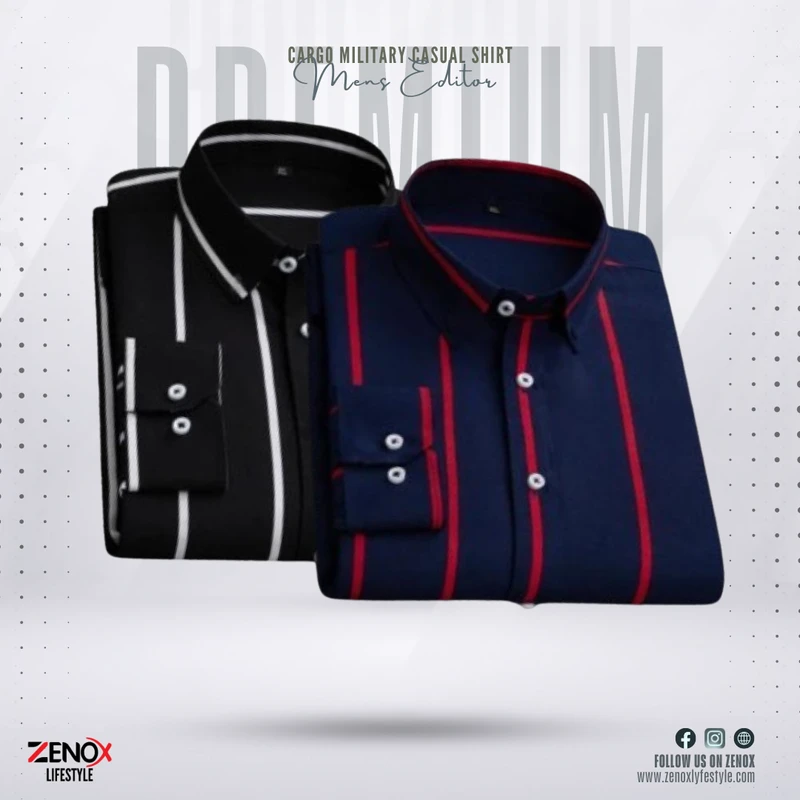 Premium Quality Luxurious check Shirt 2pcs Combo (BLACK+NAVY BLUE)