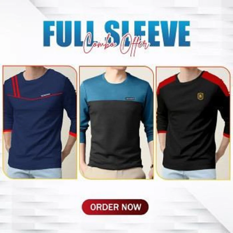 Men'.s Full Sleeve T-Shirt 3pcs combo offer