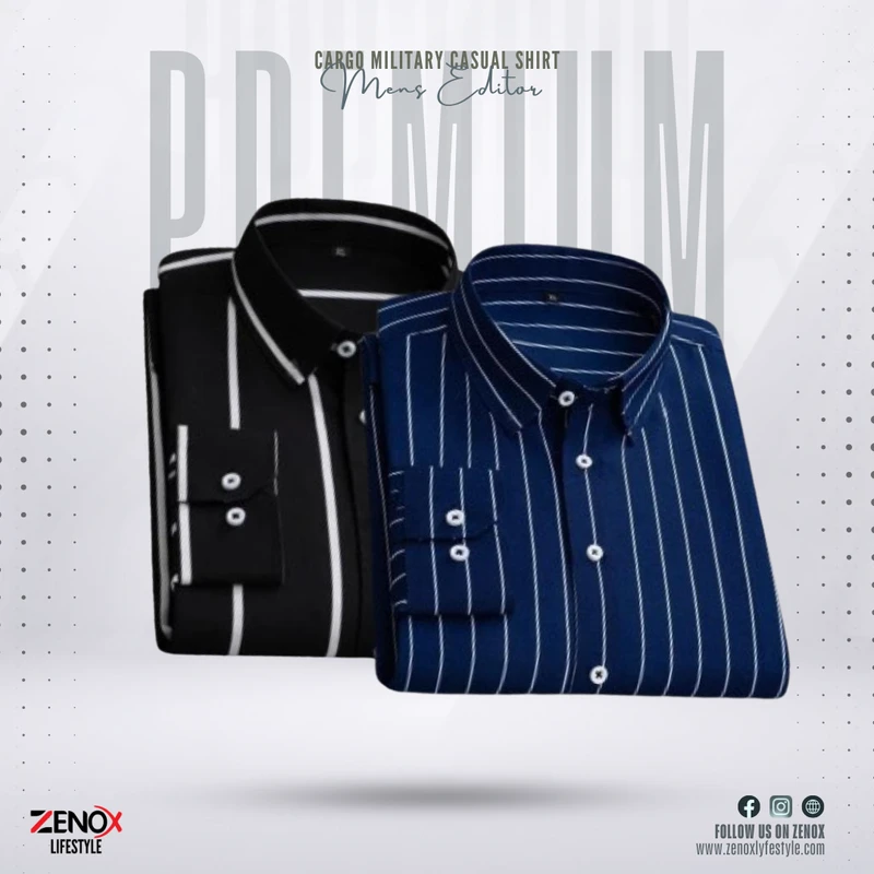 Premium Quality Luxurious check Shirt 2pcs Combo (BLACK+BLUE)