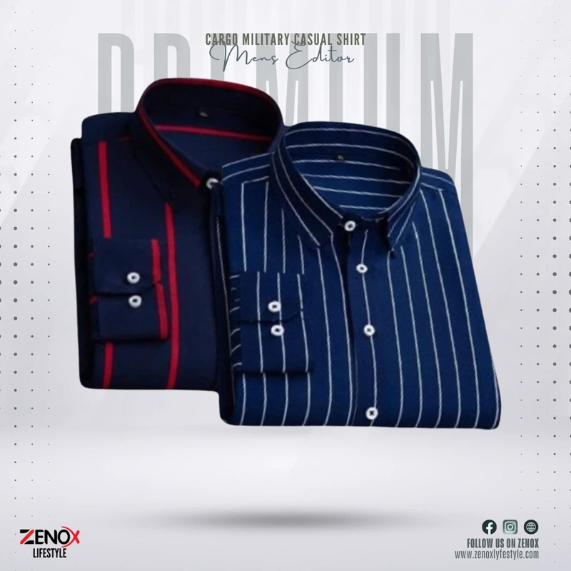 Premium Quality Luxurious check Shirt 2pcs Combo (BLUE+NAVY BLUE)