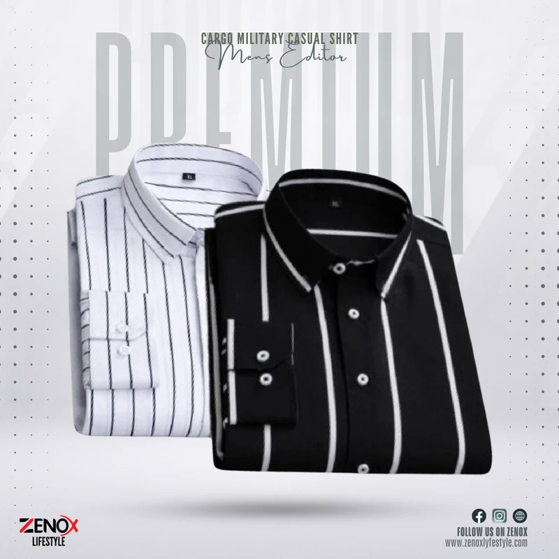 Premium Quality Luxurious check Shirt  2pcs Combo (WHITE+BLACK)