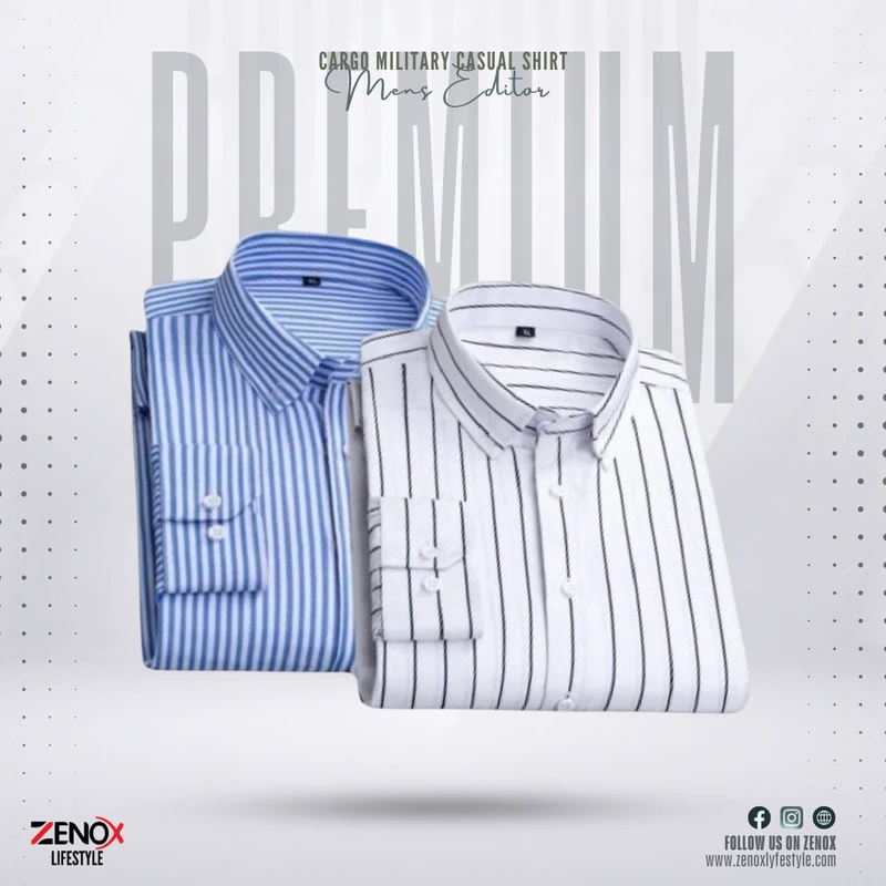 Premium Quality Luxurious check Shirt 2pcs Combo (WHITE+SKY)